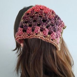 Whimsical Crocheted Bandana (pink, purple, blue, green, beige)